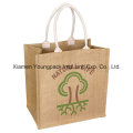 Fashion Custom Eco-Friendly Reusable Natural / Black Jute Shopping Bag