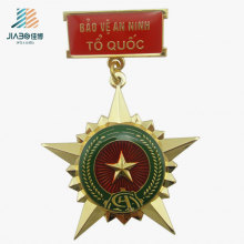 Medalla de medalla de policía de metal de encargo de estrella de oro gratis para souvenir
