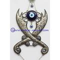 Evil Eye Crossed swords pendant ZULFIQAR scimitar wall hanging, Muslim Caliph Imam