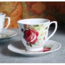 European Style Flower Engraved Porcelain Coffee Cup