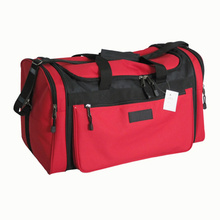 red color travelling duffle bag with big size and high qua