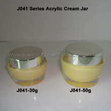 30g 50g Oval Shape Acrylic Cream Jar with Shiny Silver Cap