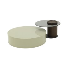Stick wood veneer White Terrazzo Feet Grey Side Round Modern Luxury Coffee Table