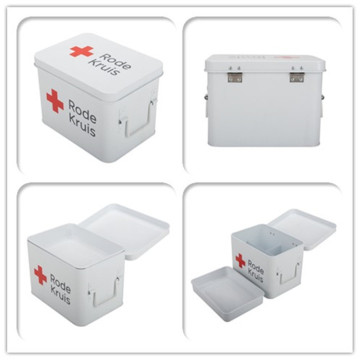 Home First Aid Box Red White Metal Iron