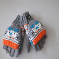 men's Knitted Jacquard Flip Top Gloves