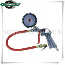Red flexible hose tire inflator gun/vehicle tools inflation gauge/Dial type tire gauge