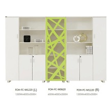Belle armoire de rangement ouverte ouverte blanche et verte avec tiroir (FOH-FC-M1220)
