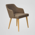 High Armrest Fabric Wooden Chair for Dining Room