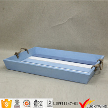 Beach Retro Painted Blue Serving Tray