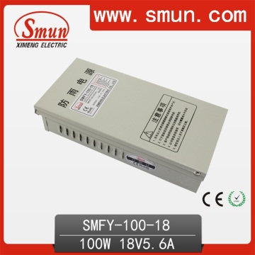 100W 18VDC 5.6A Alimentation électrique à commutation anti-pluie (SMFY-100-18) avec IP40