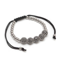 Stainless Steel Rhodium CZ Bead Bracelet