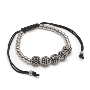 Stainless Steel Rhodium CZ Bead Bracelet