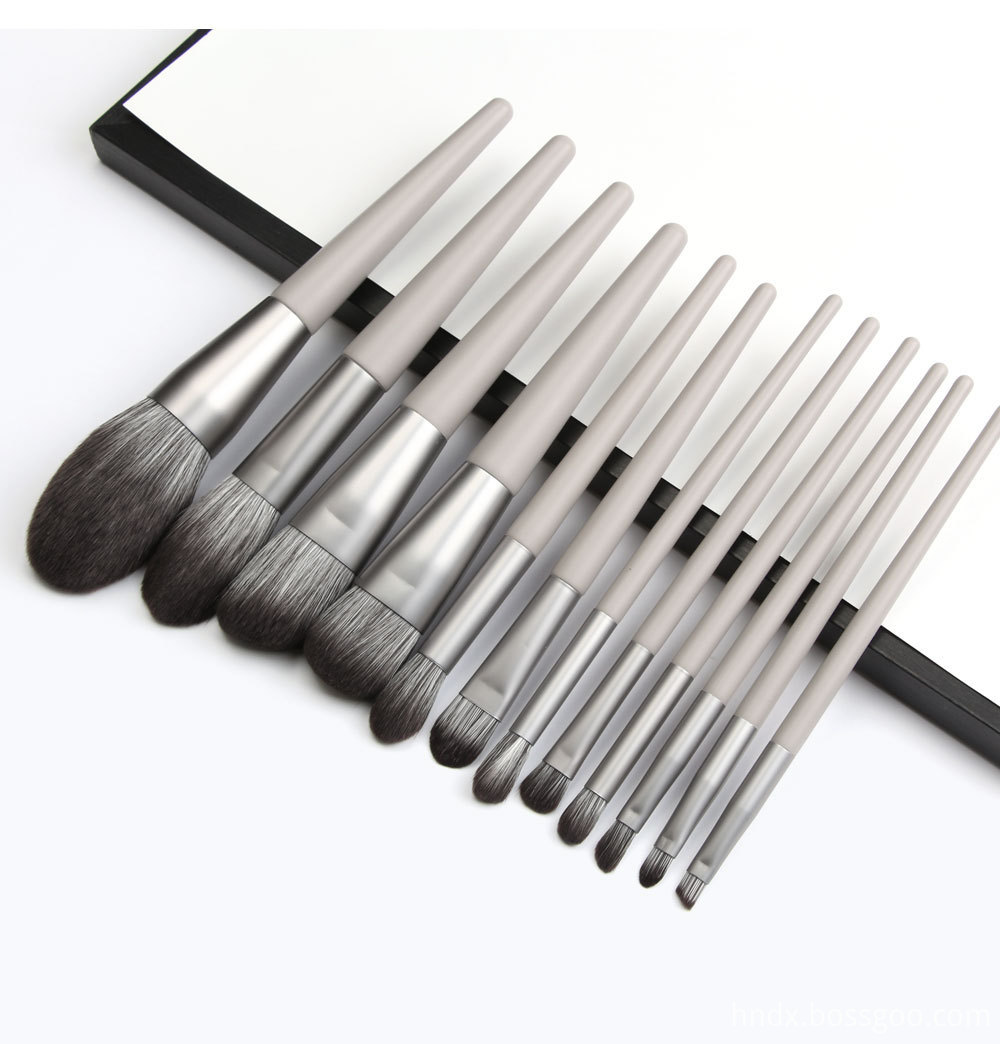 12 Pieces Cane Grey Makeup Brushes Suit 11