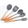 bamboo tools silicone kitchen utensils with wooden handle