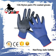 13G Blue Lind Palm Schwarz PU Coated Industriehandschuh