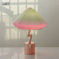 Modern pink mushroom shape desk bedroom glass glass reading lights bedside modern cute luxury iron led table lamp for kids room