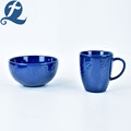 Colorful Home Stoneware Ceramic Leaf Relief Cup Set