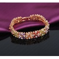 Women Gold Inlaid Zircon Wedding Bridal Bracelets (CBR0011-C)