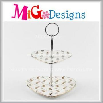 Wholesale Double Cake Stand Wedding Printing Ceramic Plate