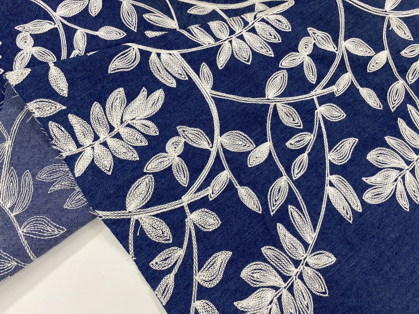 Denim Spandex Embroidery Fabric