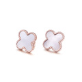 Brincos de trevo de quatro folhas meninas studs