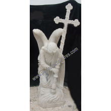 Estátua do anjo do joelho do mármore do granito para o monumento do Headstone da lápide (SY-X1543)