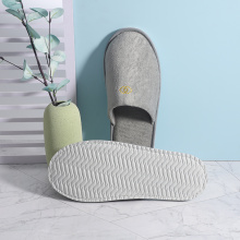 Grey velour slipper with Custom Embroidered Logo