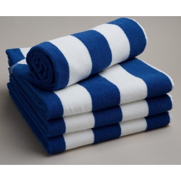 100% algodão Stripe azul e branco toalha de piscina