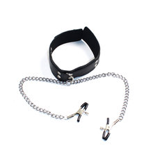 Slave Collars with Nipple Ring with Steel Chain Leash Sex Neck Ring Neck Collar Sm Toys