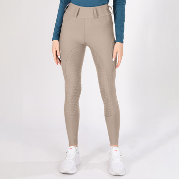 Mujeres calzones con leggings ecuestres de silicona completa con bolsillo