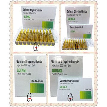 600mg / 2ml Antiparasiten-Chinin-Dihydrochlorid-Injektion