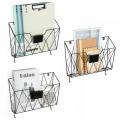 Wall Mounted Metal File Basket with Hooks