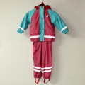 Red und Sky Blue Solid PU Reflektierende Regenjacke für Kinder / Baby Set