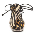 New Arrival Zebra Stripe Flat Women Chaussures avec dentelle (YF-1)