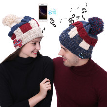 Elegante inverno quente Bluetooth chapéu gorro de malha