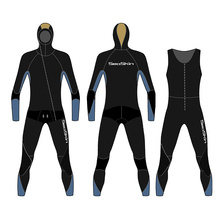 Seaskin 7mm with Hooded Front Zip Long John Jacket 2pcs Set Women Spearfishing Wetsuits