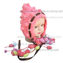 Chapeau pour bébé Crochet à la main néonatal avec dentelle et perles