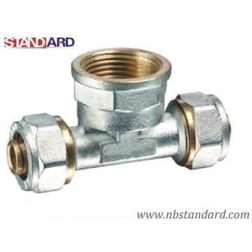 Pex-Al-Pex Fitting/Brass Tee with Female Thread Screw Fitting for Pex-Al-Pex Pipe