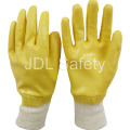 Gant en nitrile / Nitrile trempé /Interlock Liner avec Nitrile jaune (NY1711)