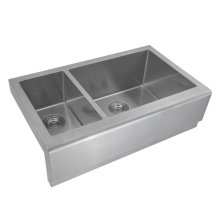 double bowl farmhouse kitchen sink with grid optional