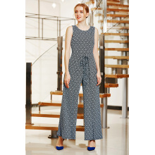 Wrap Front Jumpsuit with Wrap Layers on Leg and Cold Back