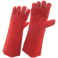 Red Cowhide Split Leather Industrial Hand Safety soldagem luvas de trabalho (111032)