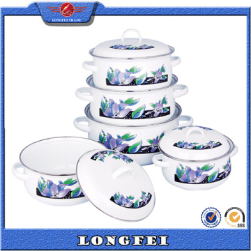 Enamel Lid Custom Flower Decal 16-24cm Casserole en fonte