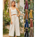 Ladies sleeveless top long pant set for women