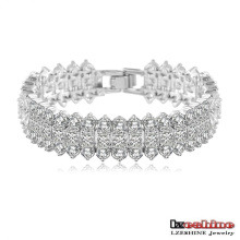 18k White Gold Plated Wedding Bridal Strand Bracelets (CBR0015-B)