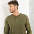 Mens Casual Semi Placket Long Sleeve T-Shirts