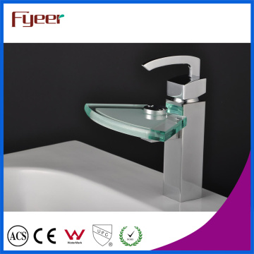 Fyeer cromado com forma de ventilador Torneira de vidro Torneira de torneira de bacia Torneira de mistura de água Wasserhahn