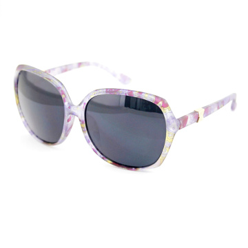 Flower Print Fashion Sunglass avec grand cadre d&#39;objectif (14308)