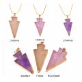 Dorure 18K Bijoux en cristal de pierres précieuses naturelles Arrow Pendant