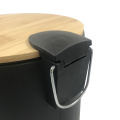 Bamboo lid Foot Pedal trash can